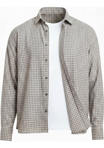 Jonas Ekose Küçük Kareli Relaxed Fit %100 Pamuklu Flanel Kumaş Erkek Gömlek - Yeşil