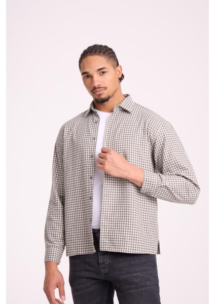 Jonas Ekose Küçük Kareli Relaxed Fit %100 Pamuklu Flanel Kumaş Erkek Gömlek - Yeşil fiyatları