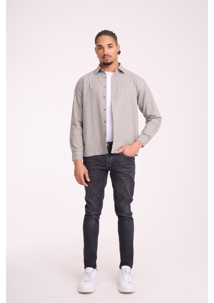 Jonas Ekose Küçük Kareli Relaxed Fit %100 Pamuklu Flanel Kumaş Erkek Gömlek - Yeşil modelleri