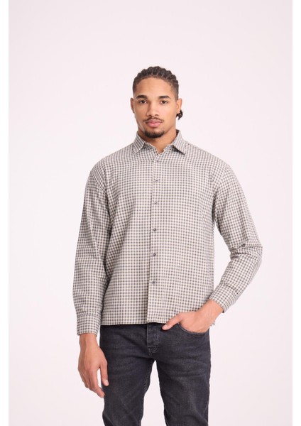 Jonas Ekose Küçük Kareli Relaxed Fit %100 Pamuklu Flanel Kumaş Erkek Gömlek - Yeşil fırsatları