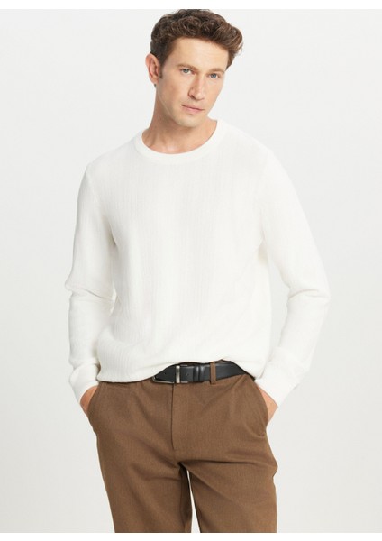 Bisiklet Yaka Standart Ekru Erkek Kazak ACE049261266_EKR