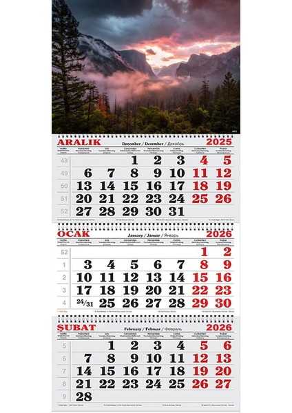 2026 Yılı Gemici Takvimi- Ormanda Bulutlar Arasında Gün Batımı