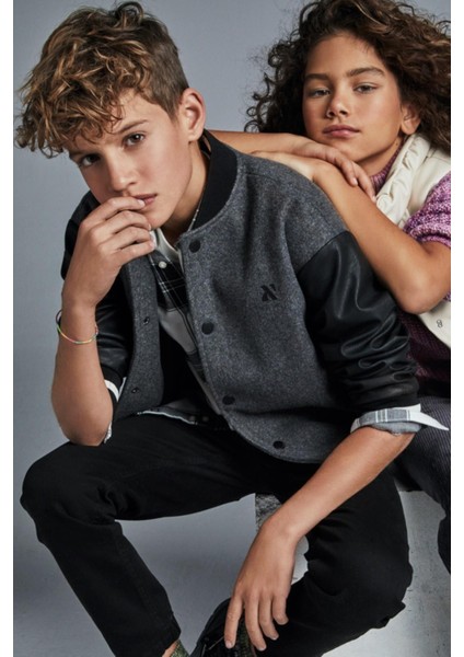 Erkek Çocuk 10-18 Yaş Astarlı Kaşmir Ceket Antrasit