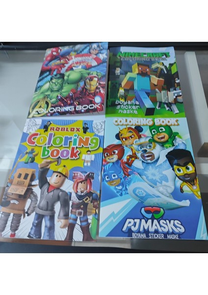 4 Adet Stickerli Boyama Kitabı (Roblox,minecraft,pijamask,süper Kahramanlar Figürlü)
