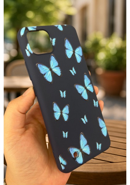 Realme C11 -Mavi Kelebek Desenli Silikon Darbe Emici Klasik Korumalı Rubber Kılıf modelleri