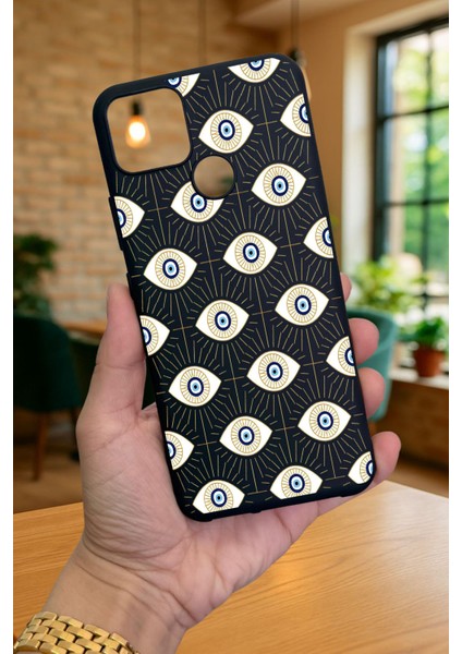 Realme C25 -Evıl Eye Desenli Silikon Darbe Emici Klasik Korumalı Rubber Kılıf