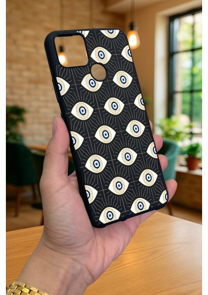 Realme C25 -Evıl Eye Desenli Silikon Darbe Emici Klasik Korumalı Rubber Kılıf modelleri