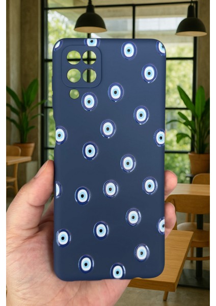 Samsung Galaxy A12 Uyumlu Nazar Boncuk Desenli Silikon Darbe Emici Klasik Korumalı Rubber Kılıf fiyatları