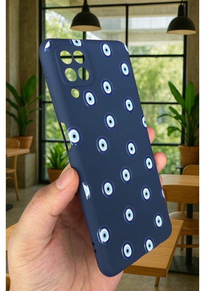 Samsung Galaxy A12 Uyumlu Nazar Boncuk Desenli Silikon Darbe Emici Klasik Korumalı Rubber Kılıf modelleri