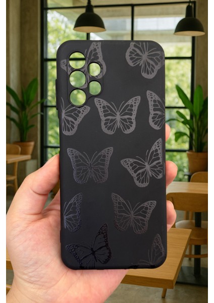 Samsung Galaxy A13 Uyumlu Siyah Kelebek Desenli Silikon Darbe Emici Klasik Korumalı Rubber Kılıf fiyatları