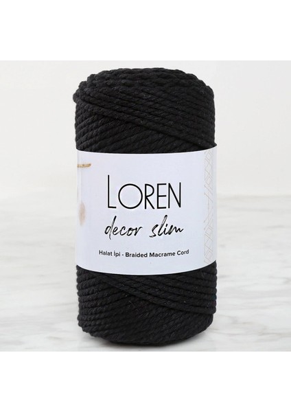Decor Slim 3 Büküm Makrome İpi Siyah - L006