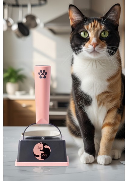 Platformlu Ölçülü Kedi Mama Kaşığı Standlı Ölçü Küreği