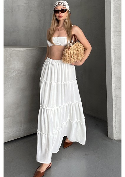 Basic Astarlı Pileli Kadın Uzun Etek Siyah fiyatları