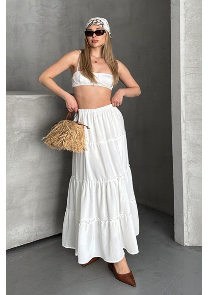 Basic Astarlı Pileli Kadın Uzun Etek Siyah modelleri