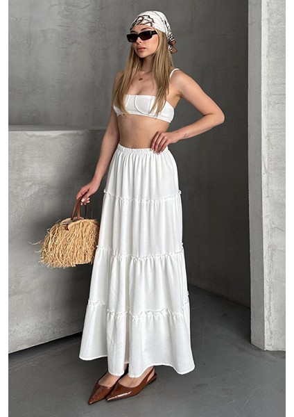 Basic Astarlı Pileli Kadın Uzun Etek Siyah fırsatları