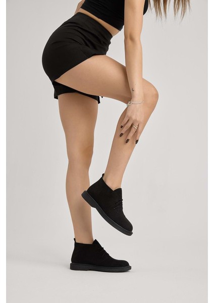 Bağcıklı Bilek Boy Klasik Termo Taban Bot - Siyah Süet - 39 modelleri