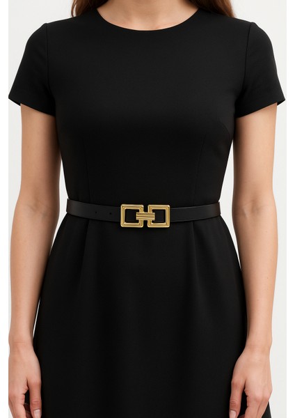 Kadın Siyah Ince Suni Deri Kemer – Kare Tokalı Zarif ve Şık Model- Elbise Kemeri, Pantolon Kemeri fiyatları