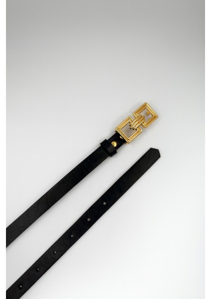 Kadın Siyah Ince Suni Deri Kemer – Kare Tokalı Zarif ve Şık Model- Elbise Kemeri, Pantolon Kemeri modelleri