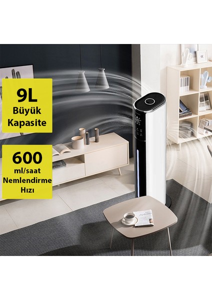 AquaPure 9L Akıllı Ultrasonik Hava Nemlendirici Buhar Makinesi Aromaterapi, Nem Ölçerli, Kumandalı modelleri