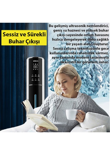 AquaPure 9L Akıllı Ultrasonik Hava Nemlendirici Buhar Makinesi Aromaterapi, Nem Ölçerli, Kumandalı fırsatları