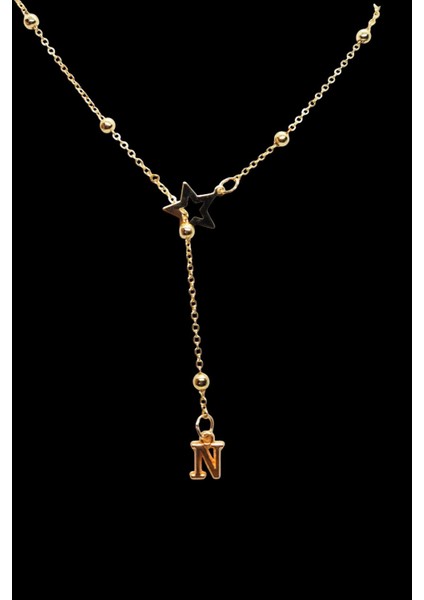 N Harfi Yıldız Topçuk Y 316L Paslanmaz Çelik Zincir Altın Kaplama Kolye Hediye Kalp Sevgili Eş fiyatları
