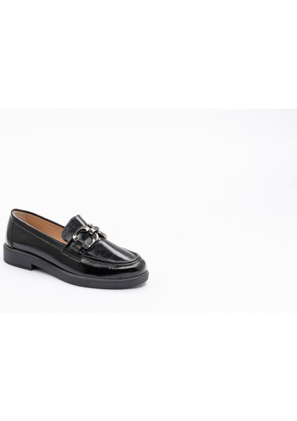 Kadın Siyah Rugan Loafer Toka Detaylı Ayakkabı modelleri