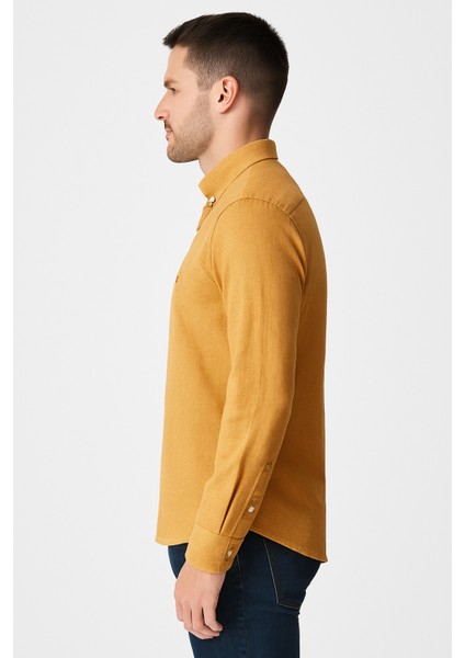 Erkek Hardal Sarısı Keten Gömlek fiyatları