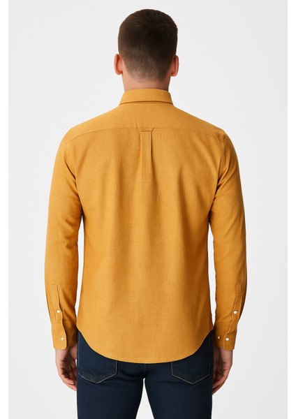 Erkek Hardal Sarısı Keten Gömlek modelleri