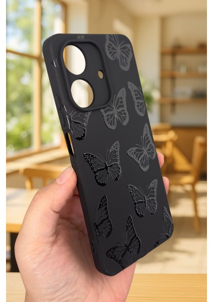 Realme Note 60 Uyumlu Siyah Kelebek Desenli Silikon Darbe Emici Klasik Korumalı Rubber Kılıf fırsatları