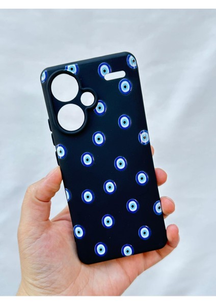 Redmi Note 13 Pro Plus Nazar Boncuk Desenli Silikon Darbe Emici Klasik Korumalı Rubber Kılıf
