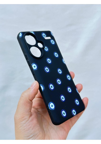 Redmi Note 13 Pro Plus Nazar Boncuk Desenli Silikon Darbe Emici Klasik Korumalı Rubber Kılıf modelleri
