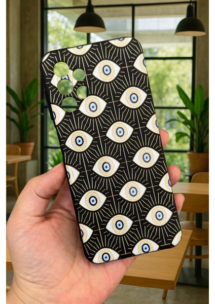 Samsung Galaxy A13 Uyumlu Evıl Eye Desenli Silikon Darbe Emici Klasik Korumalı Rubber Kılıf
