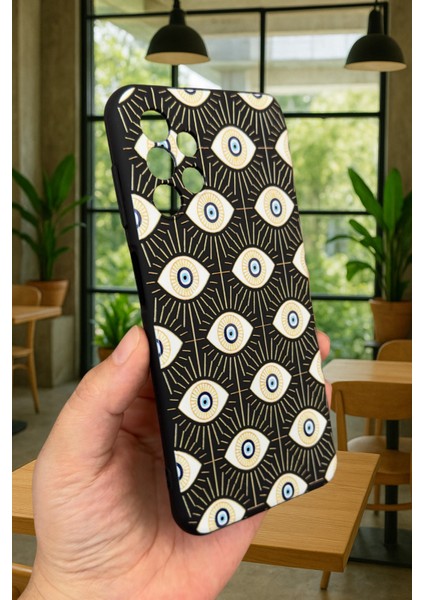 Samsung Galaxy A13 Uyumlu Evıl Eye Desenli Silikon Darbe Emici Klasik Korumalı Rubber Kılıf fırsatları