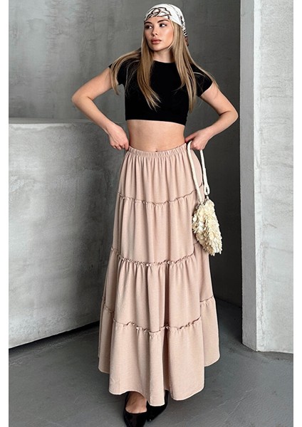 Basic Astarlı Pileli Kadın Uzun Etek Siyah fırsatları