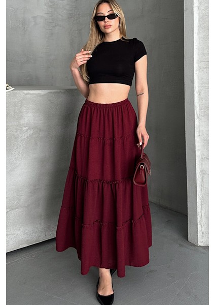 Basic Astarlı Pileli Kadın Uzun Etek Siyah modelleri