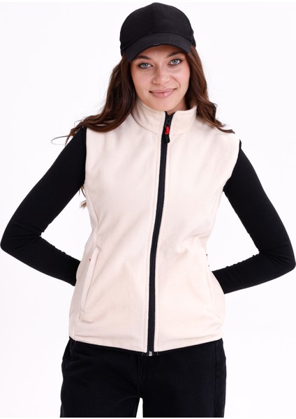 Kadın Slim Fit Tam Fermuarlı Polar Yelek