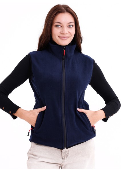 Kadın Slim Fit Tam Fermuarlı Polar Yelek