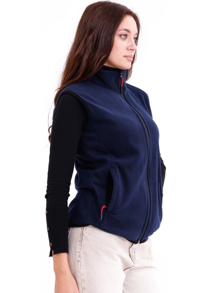 Kadın Slim Fit Tam Fermuarlı Polar Yelek