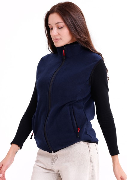 Kadın Slim Fit Tam Fermuarlı Polar Yelek