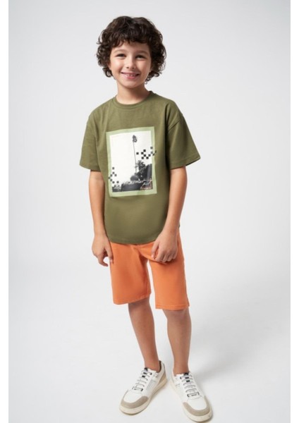Erkek Çocuk 8-16 Yaş Bermuda Şort 0231 Turuncu