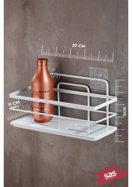 Yapışkanlı Ayarlanabilir Tekli Banyo Duş Rafı – Paslanmaz Kristal Şampuanlık (Yapıştır/vidala) Beyaz - Lş-01 - Bb modelleri