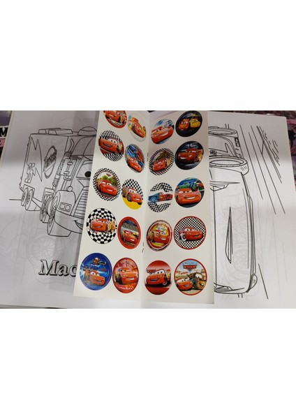 4 Adet Stickerli Boyama Kitabı (Arabalar,minnie,kuromi,toca Boca Life Figürlü modelleri