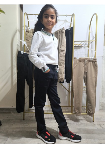 Çocuk Kanvas Okul Pantolonu Siyah Lacivert Bej indirimleri