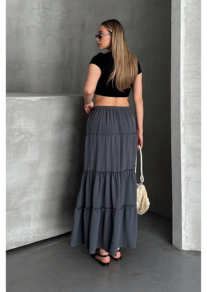 Basic Astarlı Pileli Kadın Uzun Etek Siyah fırsatları