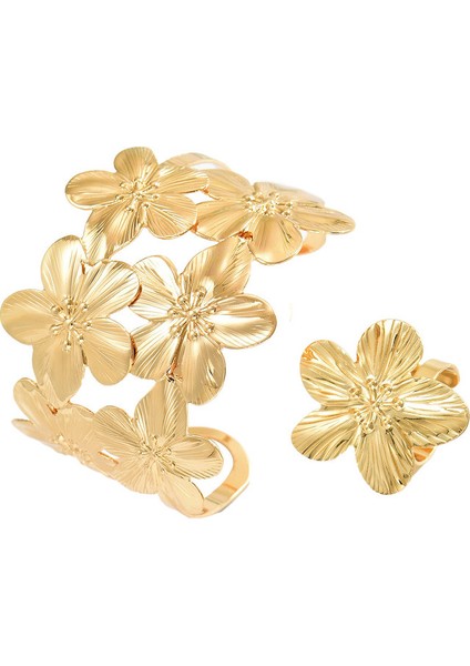 YUANYING-7813 Altın Çiçek Takı Seti (Yurt Dışından)