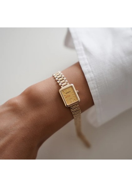 Geneve Retro Kordonlu Klasik Altın Saat