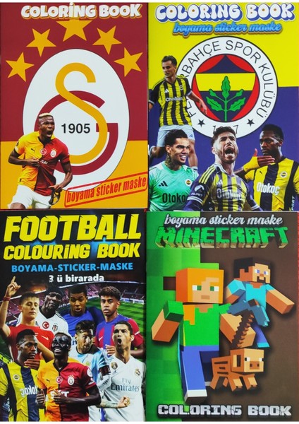 4 Adet Stickerli Boyama Kitabı (Taraftargs/taraftarfb/futbol/minecraft) AD555046
