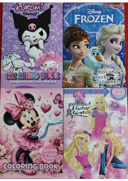4 Adet Stickerli Boyama Kitabı (Kuromim/frozen/minnie/barbi) AD555015