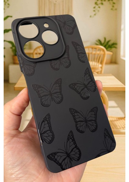 Tecno Spark 10 Pro Uyumlu Siyah Kelebek Desenli Silikon Darbe Emici Rubber Kılıf fırsatları