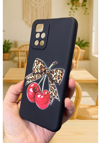 Xiaomi Redmi 10 2022 Uyumlu Kiraz Leopar Fiyonk Desenli Silikon Darbe Emici Rubber Kılıf modelleri